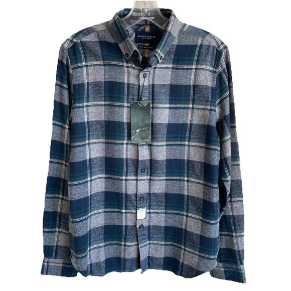 Denim & Flower Grindle Flannel Long Sleeve Plaid Button Down Shirt Men's Small - Picture 1 of 15